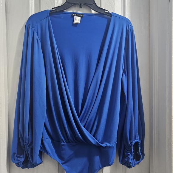 VENUS Women's Blue Wrap Top Bodysuit - Picture 2 of 4